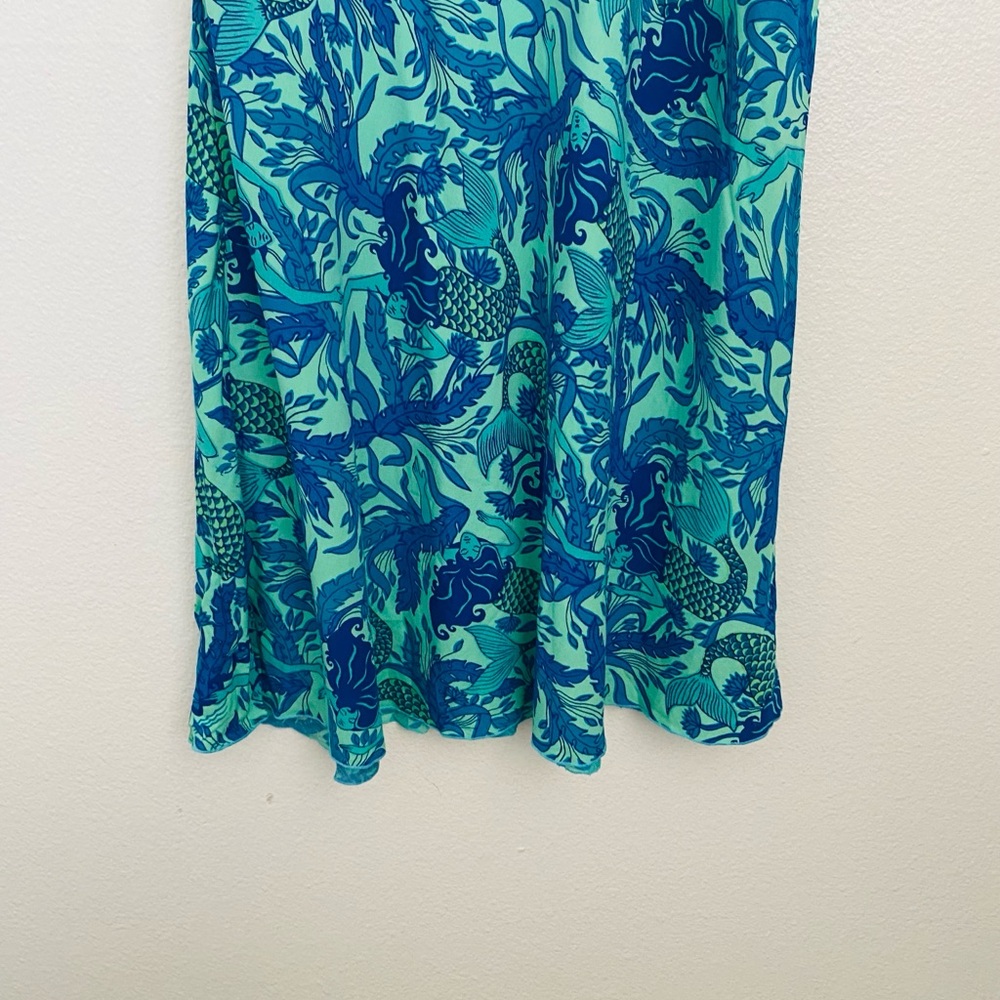 Rainbow Teal & Aqua Floral Mini Dress - Abstract Print - Size L - Picture 5 of 10